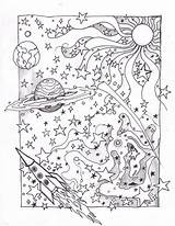 Coloring Trippy Pages Drawings Space Template Color Adults Deviantart Printable Detailed Moon Stars Sun sketch template