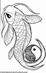 Koi Fish Tattoo Outline Drawing Yang Yin Designs Drawings Stencil Tattoos Cool Japanese Outlines Easy Coy Sketches рисунки Simple Pez sketch template