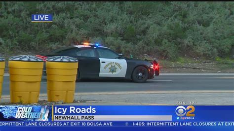 black ice shuts down old road in newhall pass youtube