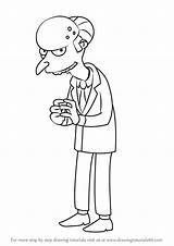 Burns Simpsons Draw Montgomery Charles Drawing Step Tutorials Drawingtutorials101 Cartoon sketch template