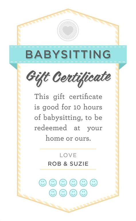 babysitting gift certificate  fully customizable psd