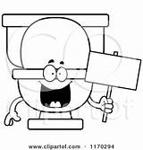 Toilet Clipart Happy Outlined Mascot Holding Sign Cartoon Royalty Thoman Cory Vector sketch template