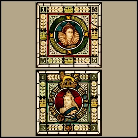 Ref Vic507 2 Antique Victorian Stained Glass Windows