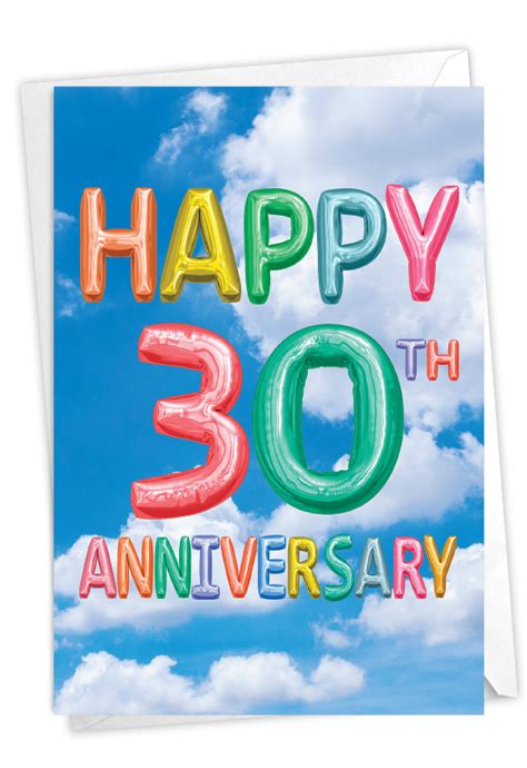 inflated messages 30 milestone anniversary printed card