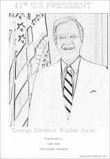 Coloring President Bush George 41st Herbert Teenagers Walker Sheets sketch template