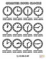 Coloring Clock Quarter Pages Hours Clocks Hour Time 00 Read sketch template