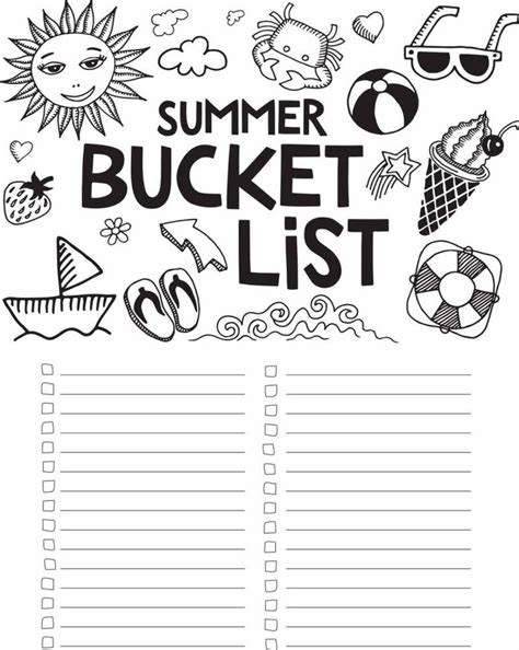 summer bucket list summer bucket list printable summer bucket lists