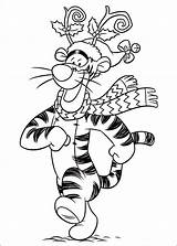 Coloring Christmas Pages Tigger Disney Book Kids Coloriage Friends Printable Winnie Sheets Choose Board Wearing Decorations sketch template