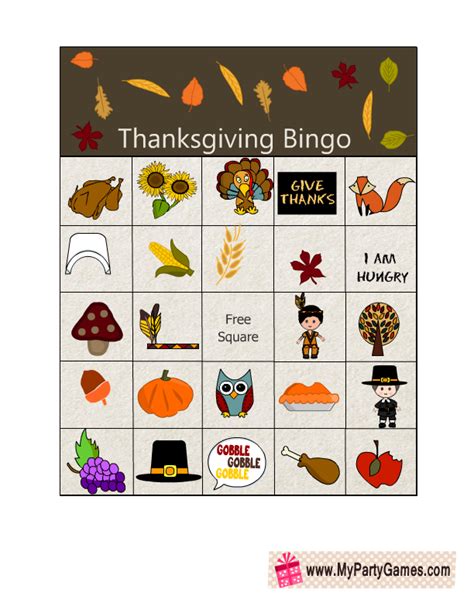 printable thanksgiving picture bingo game