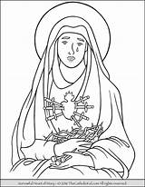Coloring Mary Heart Sorrowful Virgin Pages Thecatholickid Lady Sorrows Kids Color Sheets Catholic Printable Children Getcolorings sketch template