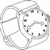 Coloring Reloj Pulsera Relojes Sketch Bw sketch template