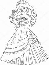 Coloring Mermaid Princess Stock Vector Illustration Beautiful Dress sketch template
