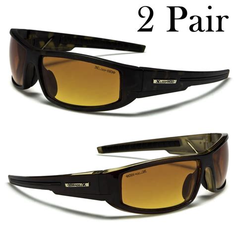 2 pair sport wrap hd night driving vision sunglasses