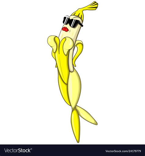 sexy cool woman banana in sunglasses royalty free vector