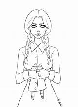 Addams Lineart Morticia Wednsday sketch template
