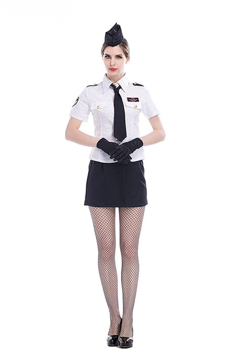 adult women sexy air hostess uniform flight stewardess costume navy