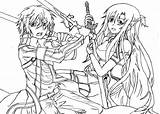 Coloring Sword Pages Anime Para Asuna Kirito Imagenes Pintar Drawings Designlooter Popular Library 16kb sketch template