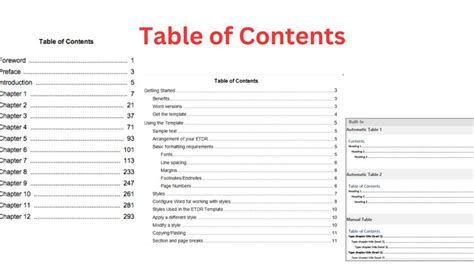 table  contents types formats examples research method