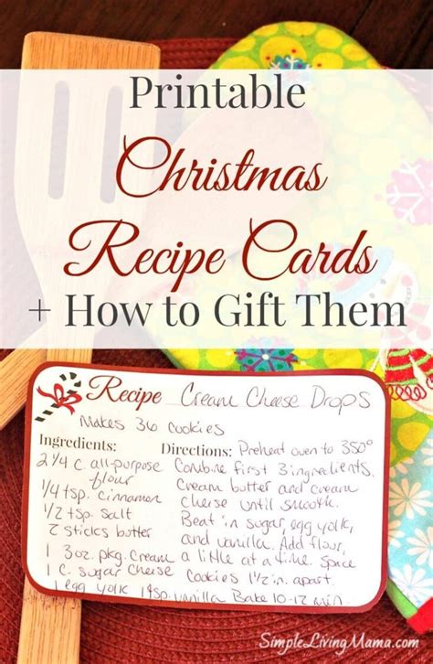 christmas recipe cards  printable simple living mama