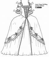 1700s Gown Paper Coloring Lianaspaperdolls Ball Dolls Click Version Pages Drawing Gowns Larger Pdf Historical Fashion sketch template