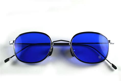Hi Tek Round Silver Metal Sunglasses Indigo Blue Lens Hi Tek Webstore