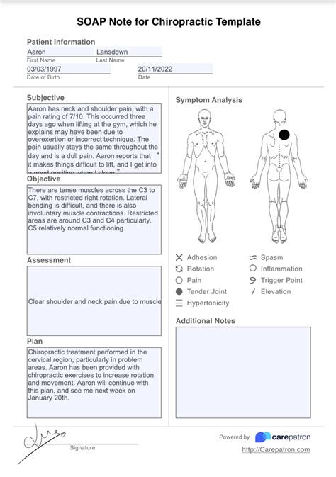 soap notes  chiropractic template