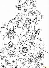 Flowers Pages Butterflies Spring Coloring Color Kids sketch template
