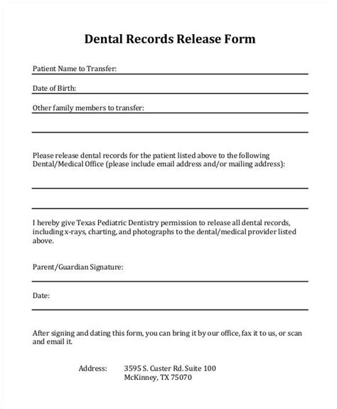 printable medical release forms   excel ms word