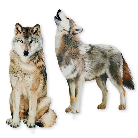 wolf decorative garden stakes set photorealistic outdoor decor  pc