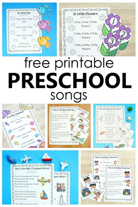 printable preschool songs fantastic fun learning