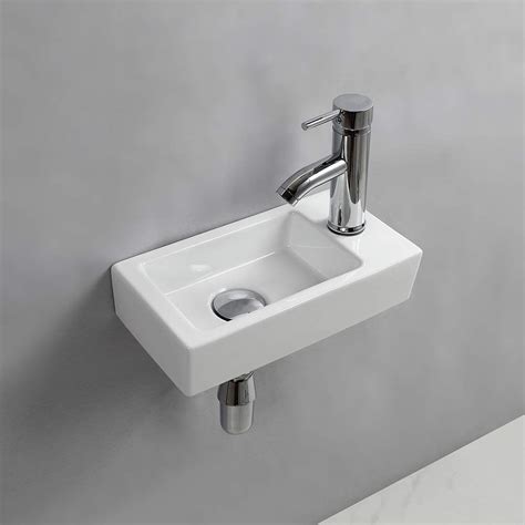 buy wall hung basin sink small cloakroom basin rectangle ceramic wash