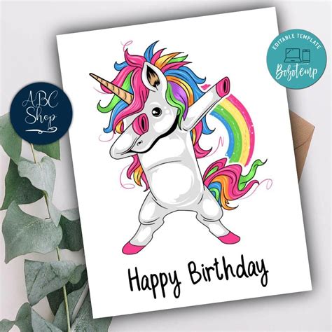 unicorn birthday card printable