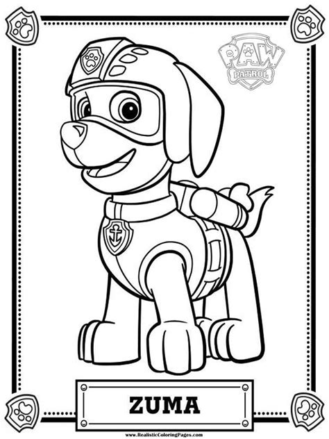 paw patrol coloring pages zuma realistic coloring pages