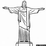 Christ Redeemer Coloring Drawing Clipart Statue Rio Famous Janeiro Brazil Pages Places Landmarks Sketch Thecolor Clip Drawings Draw Kids Pencil sketch template