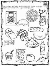 Alimentos Chatarra Fichas Sanos Saludables Recortar sketch template