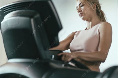 woman   treadmill stock image  science photo library