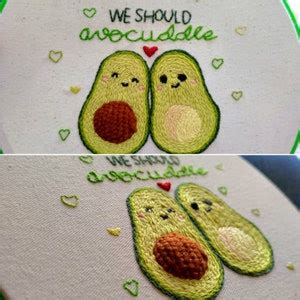 valentines series set cute food puns hand embroidery etsy