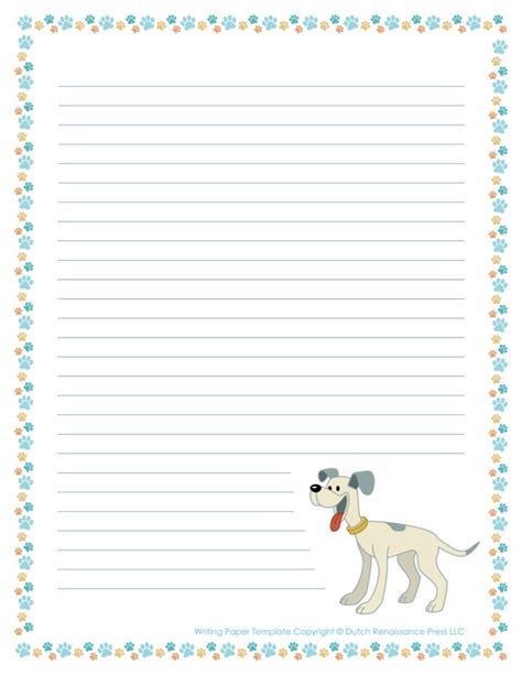 dog writing paper tims printables