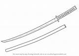 Sword Samurai Draw Drawing Swords Step Katana Drawingtutorials101 Tutorials Learn Weapons Printable Tutorial Knife sketch template