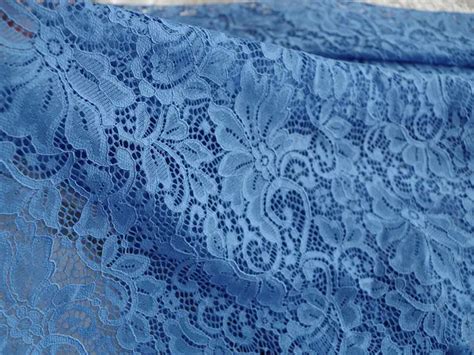 light blue lace fabric alencon embroidered lace vintage hollowed  lace fabric  retro