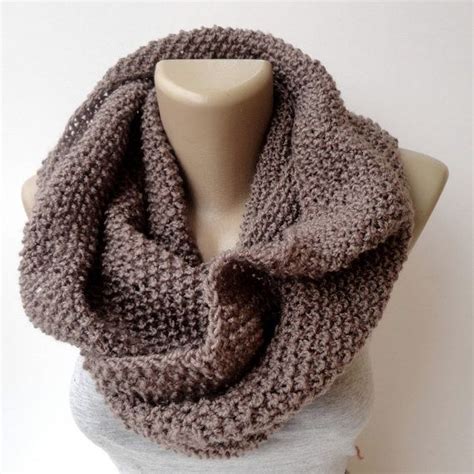 beige brown scarf knitted scarf infinity scarf eternity scarf cowl