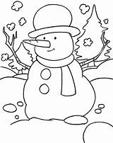 Coloring Winter Season Pages Kids Snowy Snowman Funny sketch template