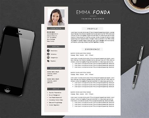resume template with instant download modern and minimal cv template cover letter diy