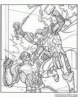 Colorare Avengers Thor Disegni Battaglia Signore Fulmine sketch template