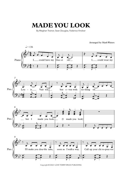 made you look sheet music meghan trainor piano and vocal