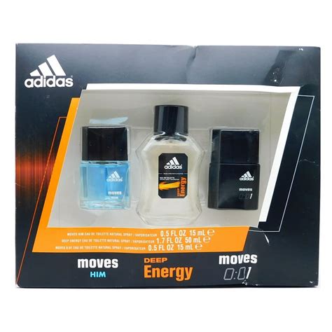 adidas eau de toilette natural spray set moves   fl oz deep energy  fl oz moves