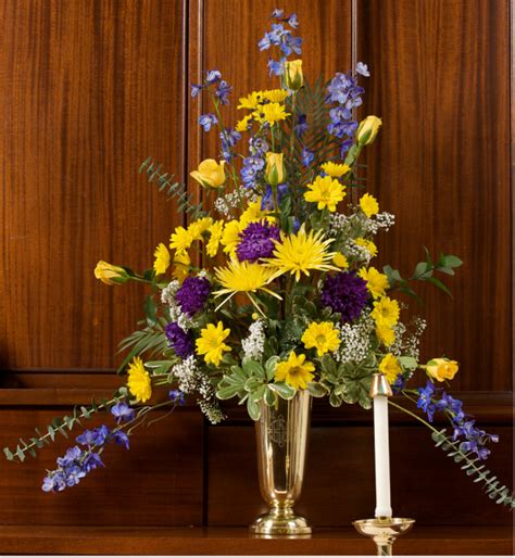 Wedding Flower Arrangement With White Yellow And Purple