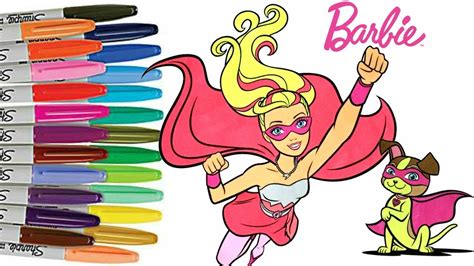 gambar barbie coloring book page superhero puppy colouring superheroes