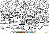 Number Winter Color Coloring Town Pages Christmas Printable Numbers Worksheets Adult Adults Supercoloring Nature Dot Puzzle sketch template
