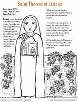 Therese Coloring Lisieux Saint Pdf Printable Click St sketch template